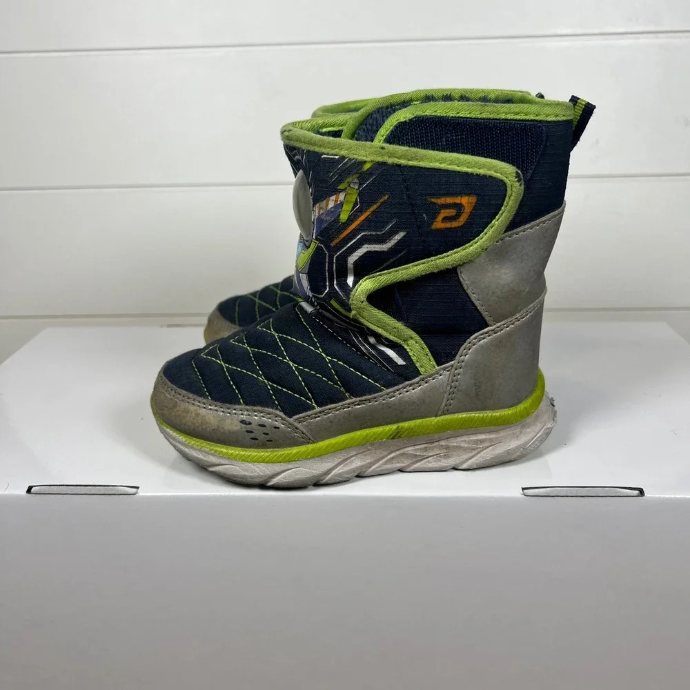 Dream Pairs Toddler Boys Snow Boots Blue Green Robot Winter SDSB2308K Size 9